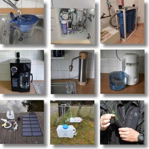 Verschiedene Wasserfiltersysteme