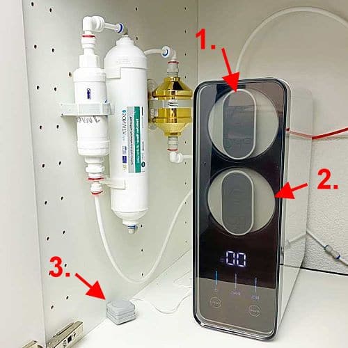 Untertisch-Osmoseanlage kompakt mit Schnellwechselfiltern und e-Pumpe
