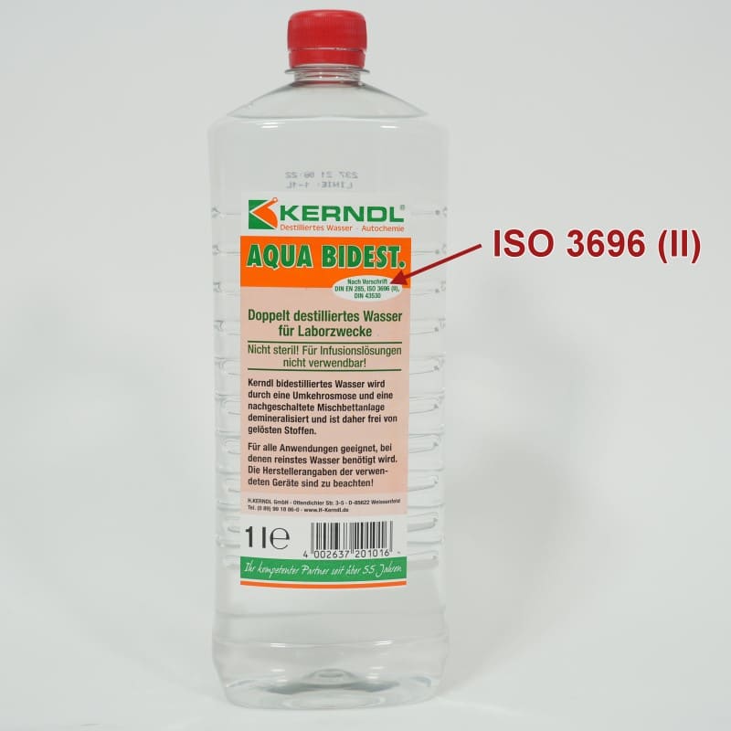 bi-destilliertes Wasser nach DIN 3696-II